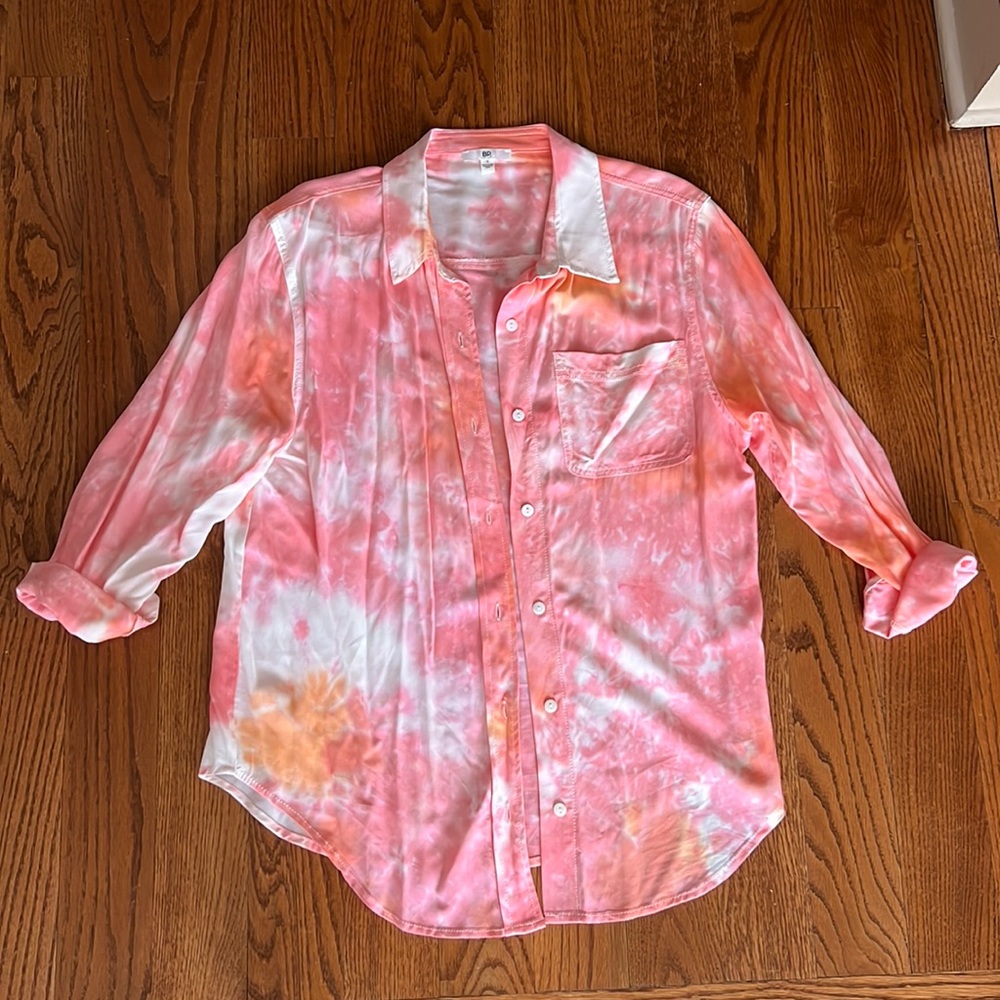 BP orange and pink tiedye button down shirt S